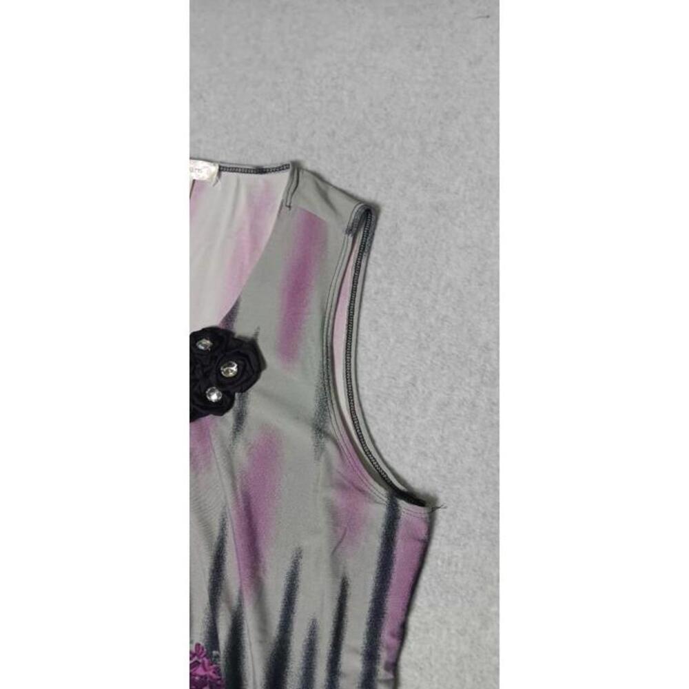 Dressbarn Sleeveless Blouse Womens Size 14/16 Floral Purple Gem Flowers Stretch - Picture 4 of 13